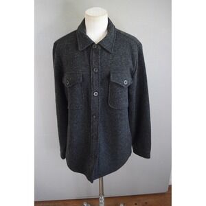 J. Crew Wool Shirt Jacket Medium Gray Shacket Button Long Sleeve Utility